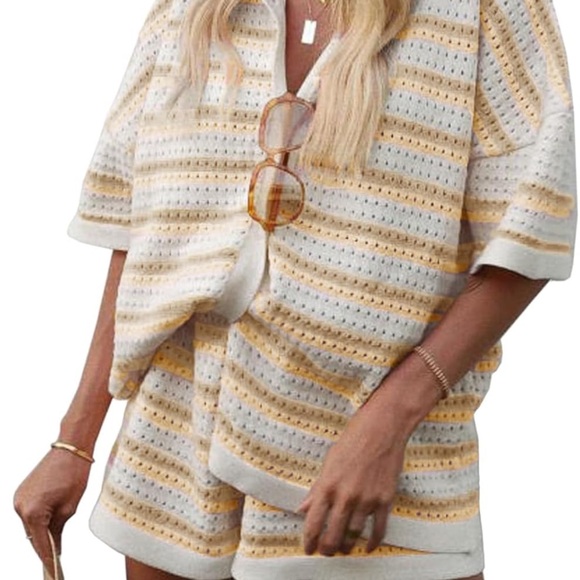 Pants - Striped Knit Two-Piece Set